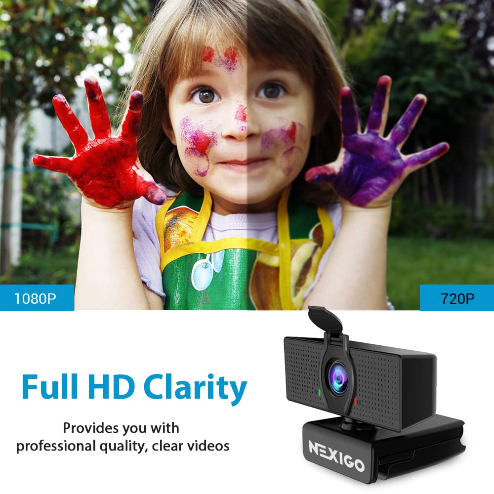 NexiGo N60 1080P Webcam with Microphone, Software Control & Privacy Cover, USB HD Computer Web Camera, Plug and Play, for Zoom/Skype/Teams, Conferencing and Video Calling