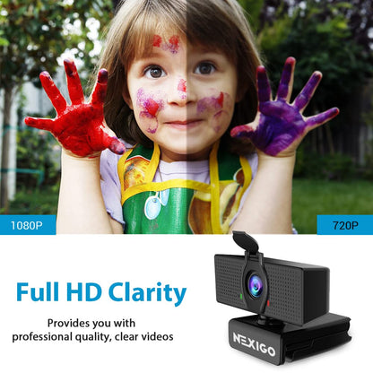 NexiGo N60 1080P Webcam with Microphone, Software Control & Privacy Cover, USB HD Computer Web Camera, Plug and Play, for Zoom/Skype/Teams, Conferencing and Video Calling