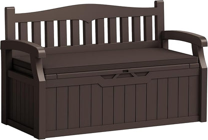 Flamaker 80 Gallon Storage Bench with Cushions Outdoor Indoor, Durable All-Weather Seating with Hidden Storage, Lockable Deck Box for Garden, Patio, Poolside (Brown)