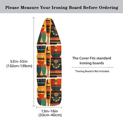 Ethnic Tribal Print Ironing Board Cover Vintage Geometric Zigzag Standard Size