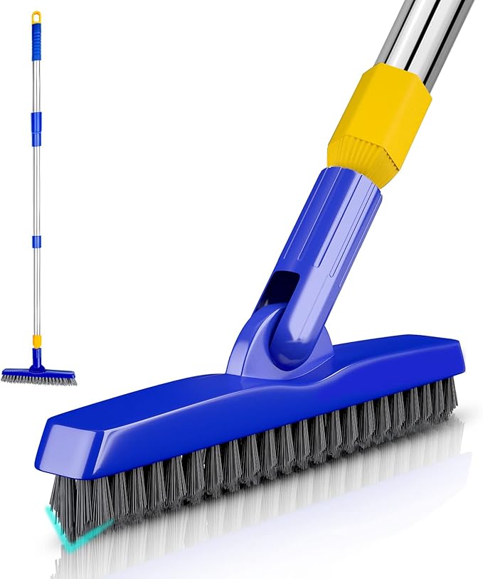 ITTAR Grout Brush with Long Adjustable Handle, Swivel Scrub Brush, V-Shape