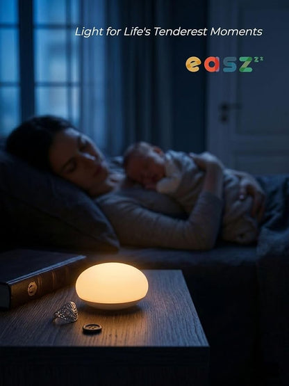 EASZZZ Flip Baby Night Light, Nursery Egg Light | Portable | Newborn Safe, Soft Glow, Dimmable Silicone Touch Lamp for Diaper Changing/Feeding/Travel | Baby Shower Registry Gift