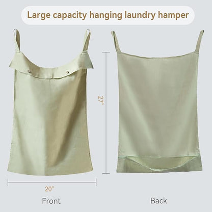 100% Linen Hanging Laundry Hamper Bag 20x27 Inch, Over the Door