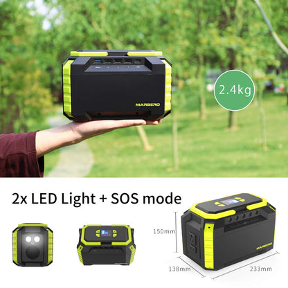 MARBERO 222Wh Portable Power Station 200W Outdoor Generator 60000mAh with AC Outlet 110V 200W DC USB LED Flashlights Lithium Battery Power Supply for CPAP Camping Backup Emergency Home
