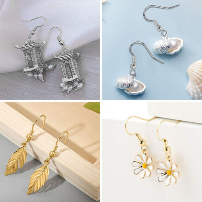 200 PCS/100Pairs 925 Sterling Silver and Gold Earring Hooks,Hypo-allergenic Fish Earring Hooks Earwires for DIY Jewelry Making Supplies with 200 PCS Soft Silicone Earring Backs