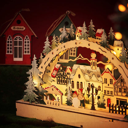 Stylebest Led,Christmas House Scene Wooden Christmas Village,Christmas Village Houses for Shopping Mall Window Decorations