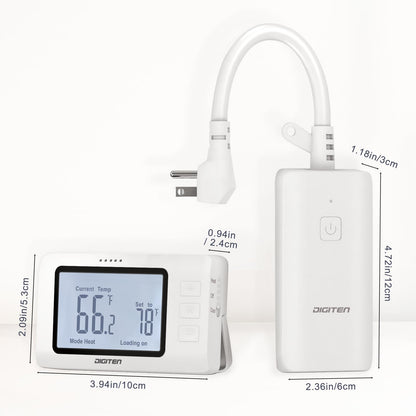 SENSTREE Remote Control Thermostat, pre-Wire Temp Controller with Heating/Cooling Mode, ℃ /℉ Switch, Temperature-Controlled Plug for Space heaters, Window AC, Fans, 110V
