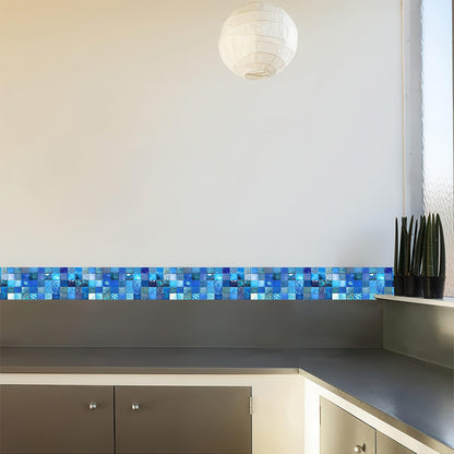 HOMETITUTE Wallpaper Border 4x196 Inch Peel and Stick Wall Border Wallpaper Border Self Adhesive Mosaic Tile Style Trim for Bathroom Kitchen Backsplash Mirror Frame Sink Cabinet Laundry Wall Decor
