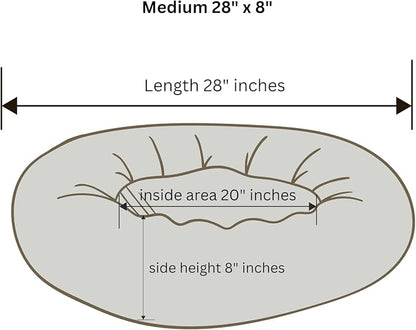 Organic Cotton Canvas Dog Bed: Removable Cover, Natural Fill - Made in USA (Cow Print Brown White, Medium 28" x 8" inches)