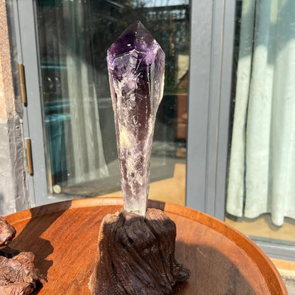 6pcs Set Natural Raw Amethyst Point Wand, Single Terminated Crystal Cluster Scepter, Healing Crystal Point, Positive Energy Gemstone, Reiki Meditation Spiritual Ornament,Home Decor & Crystal Gift