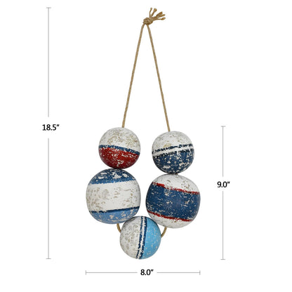 Wood Buoys Nautical Wall Decor for Home, Rustic Decorative Wall Hanging Fishing Floats Wooden Sculpture Distressed Buoys Beach Ornament Ocean Sea Coastal Decor for Bathroom Bedroom Living Room