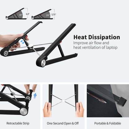 Adjustable Laptop Stand for Desk, Portable Notebook Riser Fits 12 13 14 15 16 17 18 Inch Gaming Laptops & All Computers, Reinforced Nylon+304 Stainless Steel+Silicone, Ergonomic Desktop Stand Holder