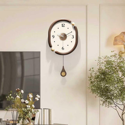 FIXNEO Wood Wall Clock Decorative for Living Room Decor 14 Inch Modern Design - Quiet Battery Operated Wall Clock Non Ticking Analog Quartz Movement, for Farmhous,Kitchen,Bedrooms