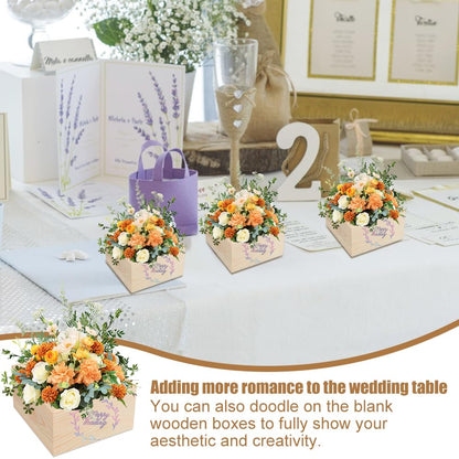 AHANDMAKER 12 Pack Unfinished Wooden Boxes Rustic Natural Wooden Crates with Foam Inserts for Floral Arrangement Home Decor Wedding Centerpieces Christmas Party Craft 4x4x2.3 Inch