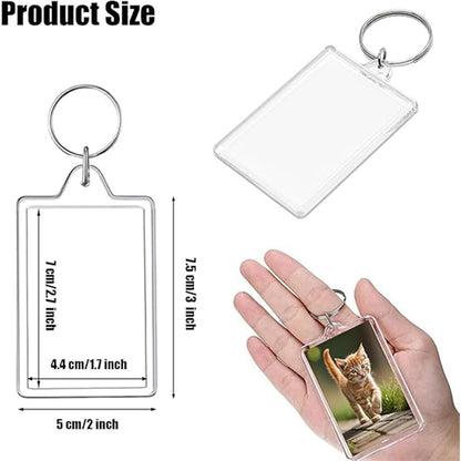 BOYIVI 16PCS Acrylic Photo Frame Keychain Holder Insert Blank Keyring Clear Picture Keychains for Customize DIY Craft Photo Display