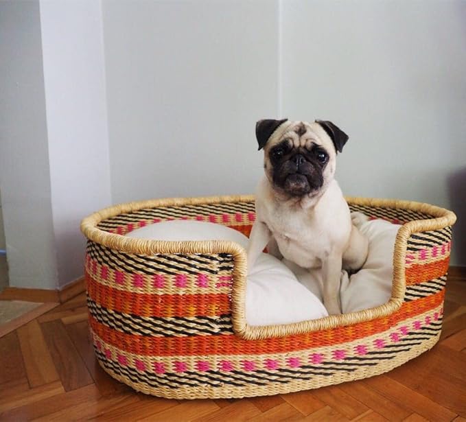 Woven Dog Bed Basket–Gifts for Dogs–Small to XXL Dog Bed–Large Bed for Large Dogs–Elegance and Decorative Bed for Your Dog–Comfortable Dog Bed–Small Dog Bed (Star, Large)