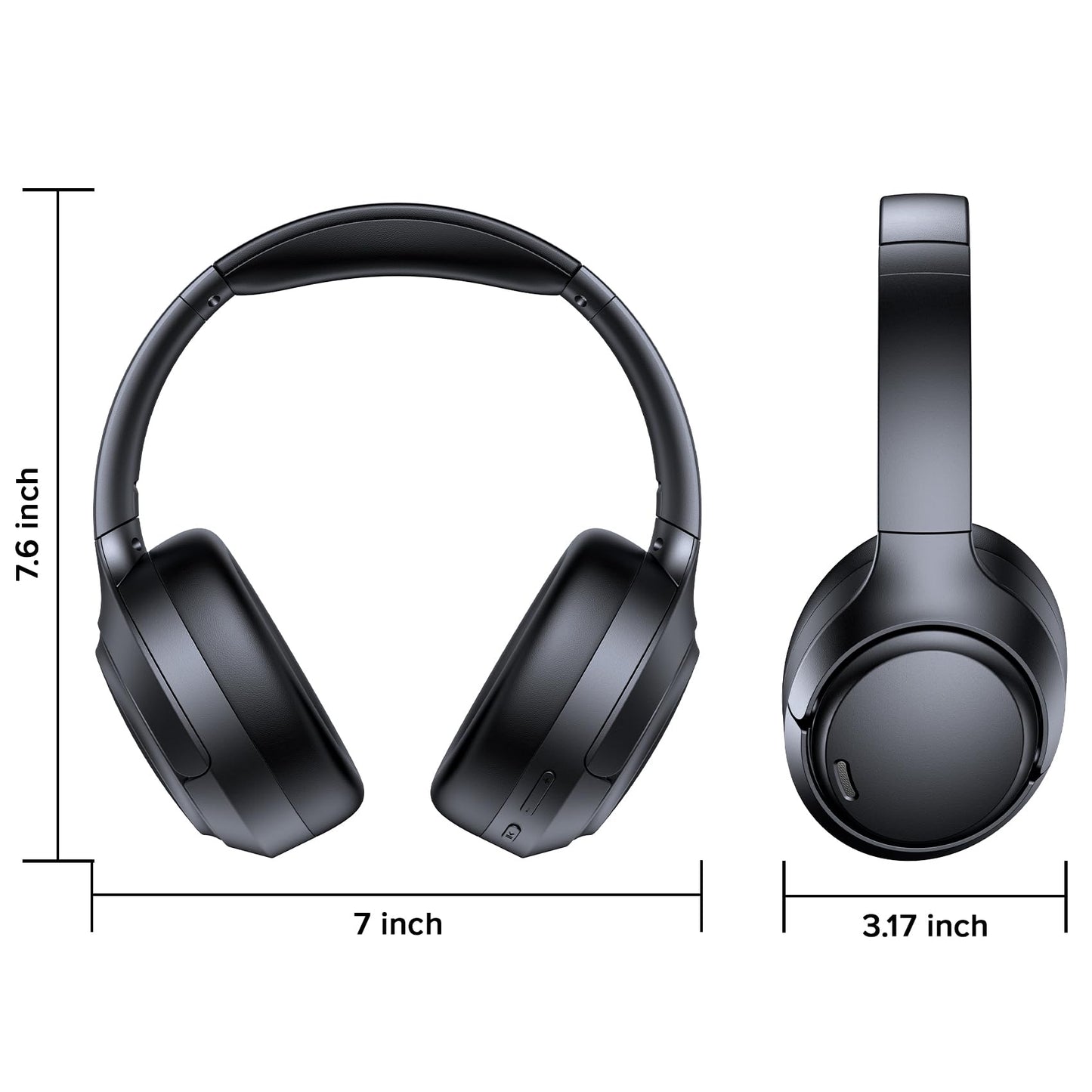 Hybrid Active Noise Cancelling Bluetooth 6.0 Headphones 120H Playtime 6 ENC Clear Call Mic, Over Ear Headphones Wireless with Hi-Res Audio Comfort Earcup Low Latency ANC Headphone for Travel Workout