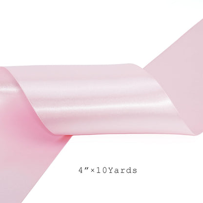 LaRibbons Light Pink Satin Ribbon 4 Inch x 10 Yards Continuous Light Pink Ribbon for Flower Bouquet, Chair Sashes, Garland, Gift Wrapping, Christmas Decor, Craft Project
