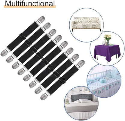 8Pcs Adjustable Bed Sheet Straps Clips, Elastic Mattress Sheet Fasteners Holder