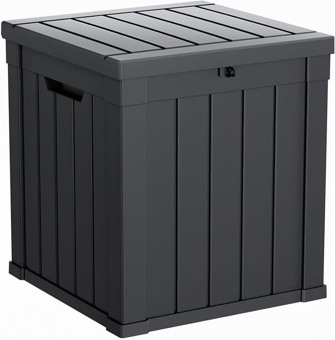 PatioZen 53 Gallon Package Delivery Boxes for Outside, Lokable Secure Resin Package Delivery Box with Lid, Weatherproof and Anti-Theft Storage for Outdoor Front Door, Porch, Curbside, House (Black)