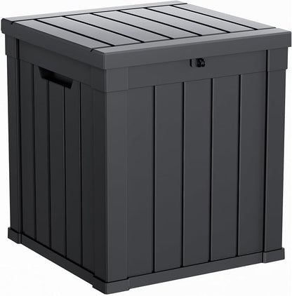 PatioZen 53 Gallon Package Delivery Boxes for Outside, Lokable Secure Resin Package Delivery Box with Lid, Weatherproof and Anti-Theft Storage for Outdoor Front Door, Porch, Curbside, House (Black)