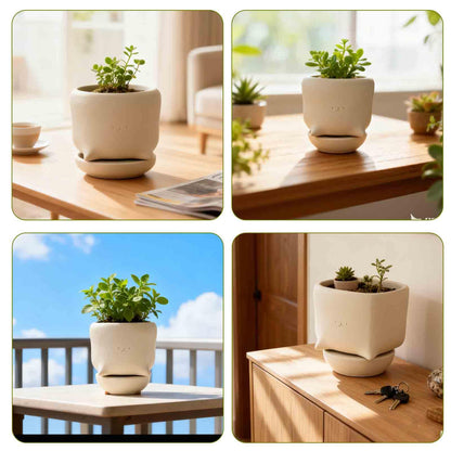 Riadyet Cute Cat Toilet Planter – Ceramic Succulent Pot with Drainage Hole, Funny Gift for Plant Lovers & Home Decor