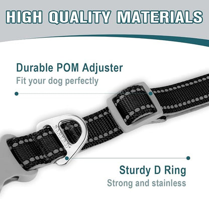 Dog Collar for Medium Small Large Dogs Reflective with Leash,Collar and Leash for Dogs,Soft Neoprene Padded 2 Pack(Black,S)