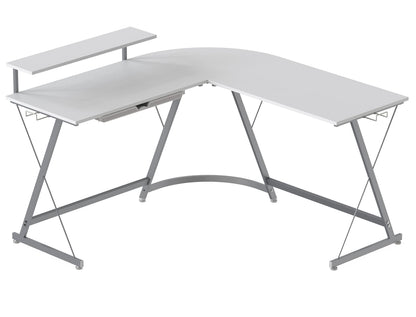 SHW 51 x 51 Inches Vista L-Shaped Desk with Monitor Stand and Drawer, White