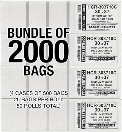 Aluf Plastics High Density Trash Bags, 30 Gallon, 10 Micron,
