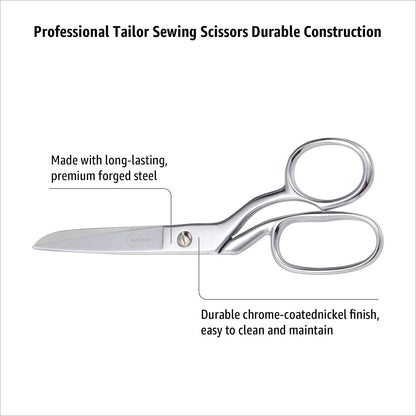 BoFuYuan Professional Stainless Steel Fabric Scissors, 8-Inch Heavy Duty MultiPurpose Tailor Sewing Scissors for Fabric Cutting, Leather, Craft, Sharp Precision Shears Blades, Ergonomic Comfort Grip
