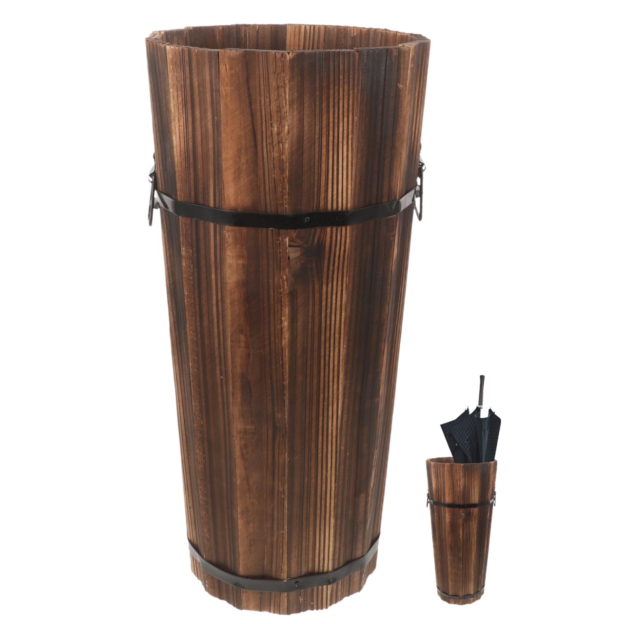 ABOOFAN Wood Umbrella Stand, 42cm Height, Freestanding Umbrella Storage Holder, Multi-Purpose Walking Stick Organizer for Hallway, Entryway, Office