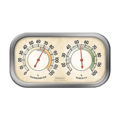 Springfield Color Track Humidity Meter and Indoor Thermometer, Analog Weather Station for the Bedroom, Nursery, Storage, and Inside the Home
