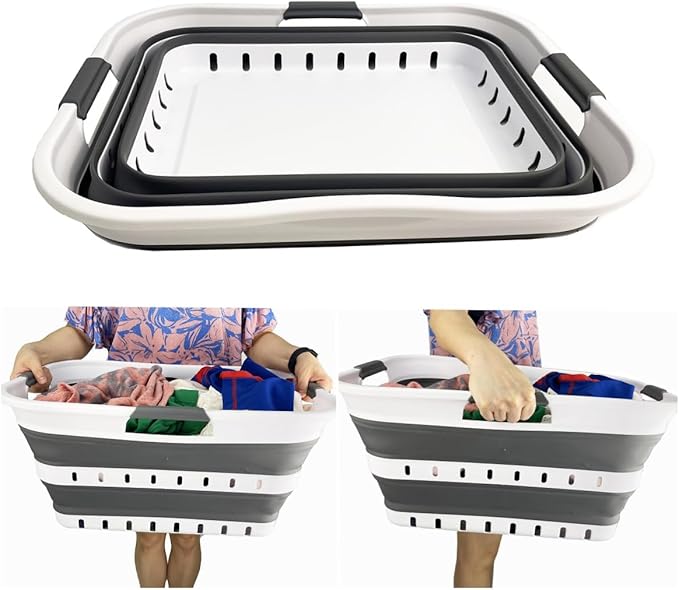 SAMMART 42L Collapsible Plastic Laundry Basket