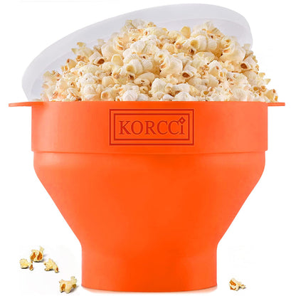 The Original Korcci Microwaveable Silicone Popcorn Popper, Microwave Popcorn Popper, Collapsible Microwave Popcorn Maker Bowl, No Oil Required, Use In Microwave, Dishwasher Safe (Blue)