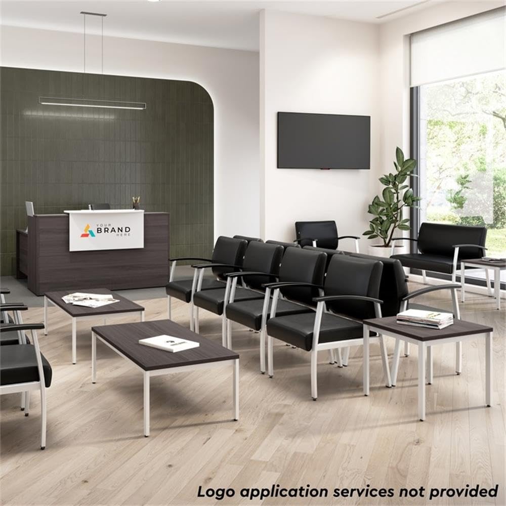 Bush Business Furniture Arrive Waiting Room Guest Chair with Arms in Black Vinyl, Reception Area Seating for Office and Lobby