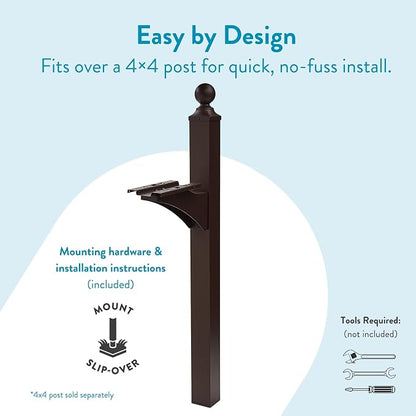 Architectural Mailboxes Landover Aluminum Mailbox Post, Compatibility Code A, B, C, LP000BZAM, Venetian Bronze
