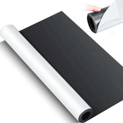Relaxweex 16 Inch x 5 ft x 40mil Extra Large Adhesive Magnetic Sheet Roll Not Printable Adhesive Backing Cut and Customize Flexible Sheets Blank White Surface Magnetic Sign for Craft Photo Craft