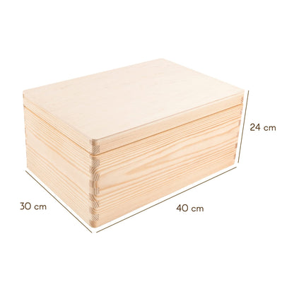 Creative Deco XXL Large Plain Wooden Box Storage with Hinged Lid | 15.8x11.8x9.44 inches (+-0.5) | Keepsake Unfinished | Unpainted Gift Trunk | PRODUCT NOT INTENDED FOR 15 YEARS OR BELOW