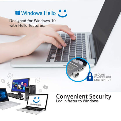 ARCANITE USB Fingerprint Reader for Windows 10 Hello, 0.05s 360-Degree Sensor Security Device, AKFSD-07