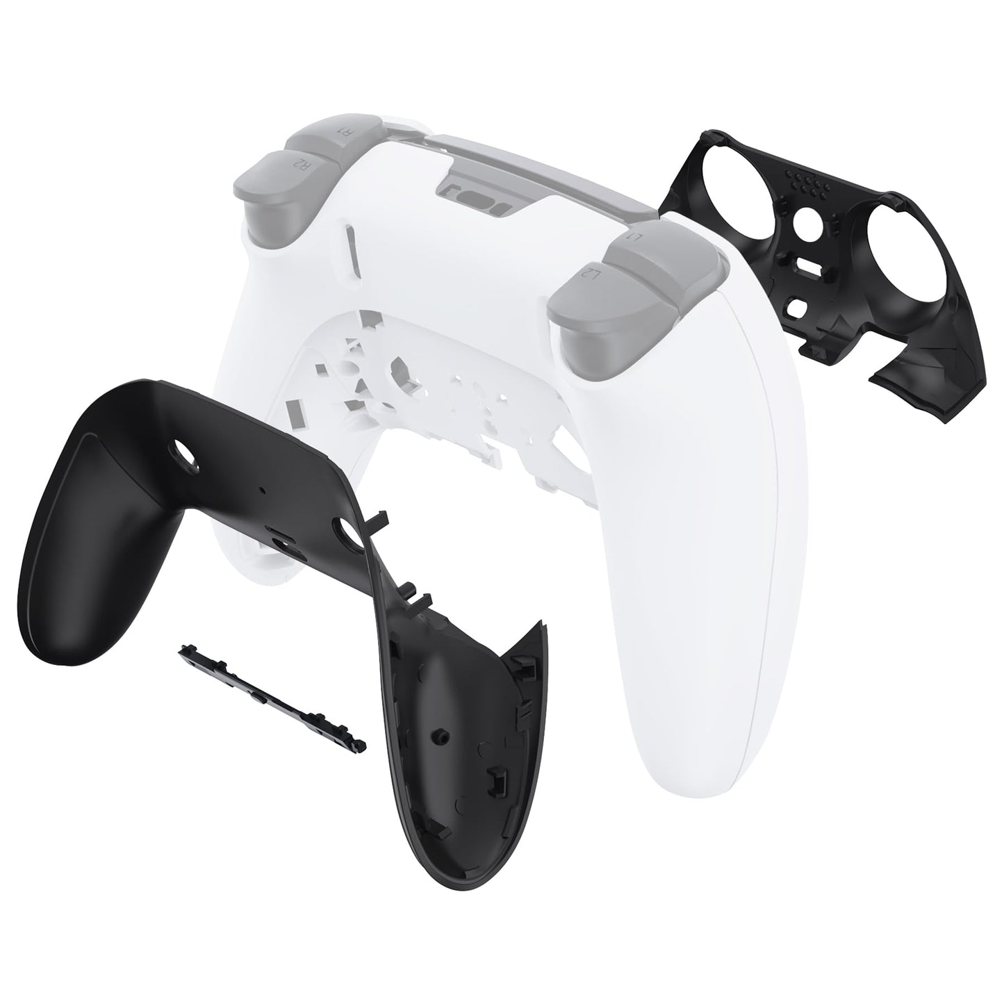 eXtremeRate Top Bottom Decorative Trim Shell Compatible with ps5 Edge Controller DIY Replacement Front Back Clip Shell, Custom Black Plates Cover Compatible with ps5 Edge Controller