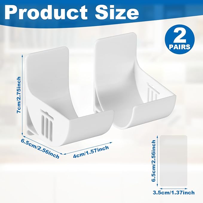 PEUTIER 2.5 Inch Small Trash Bag Holder, 4pcs Plastic, Wall Mount Kitchen Organizer, Multifunctional Storage for Home, White (05010)