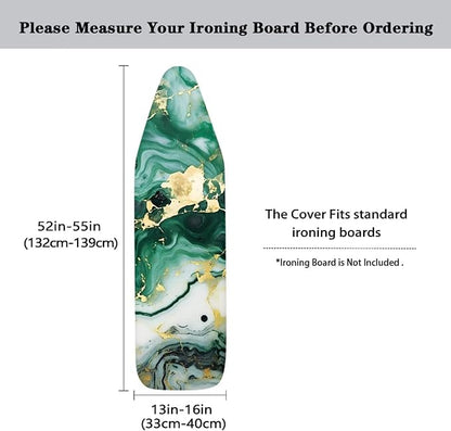 Green Marble Print Ironing Board Cover and Pad 15x54 Inch Standard Size Iron