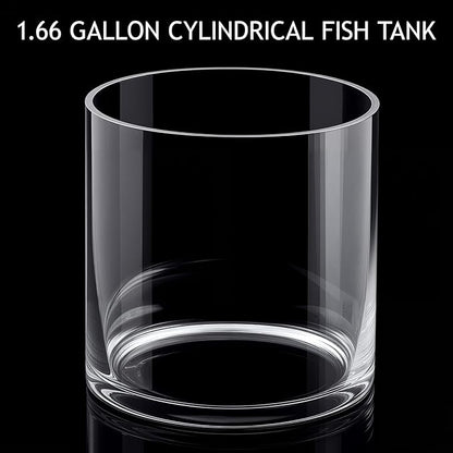 Maxdot 1.66 Gallon Cylindrical Glass Fish Tank Solid Base, 360° Full View Desktop Aquarium Starter, Easy to Maintain Small Microfauna for Betta Snails Shrimp Aquatic Planting and Small Plant Terrarium