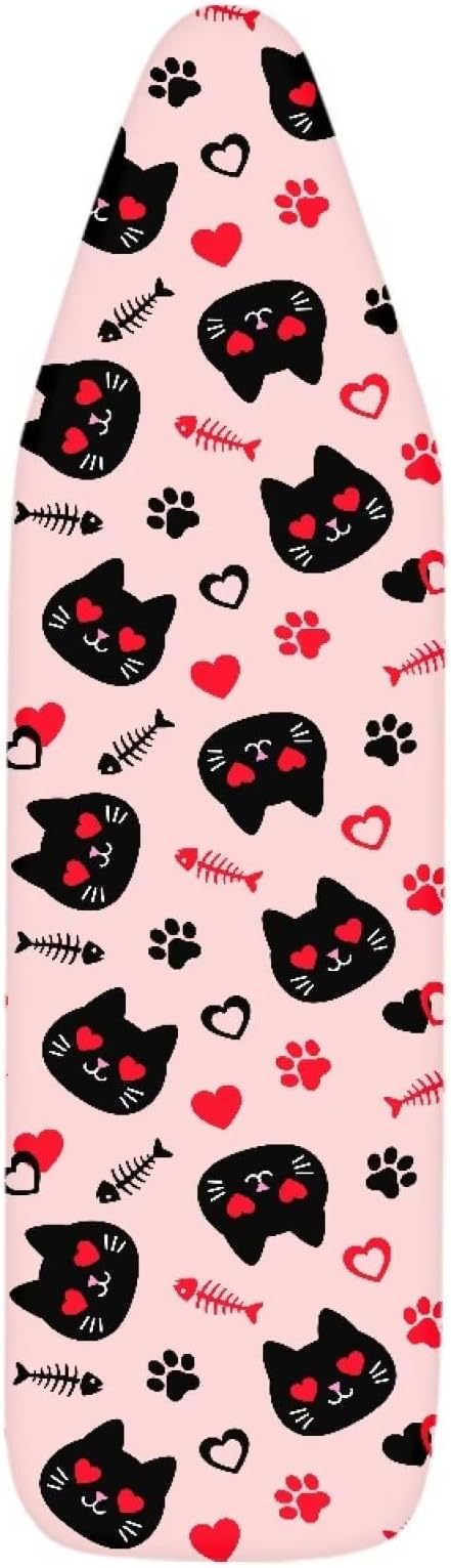 Cat Design Ironing Board Cover and Pad, Standard Size 16x55 inche Thick Padding