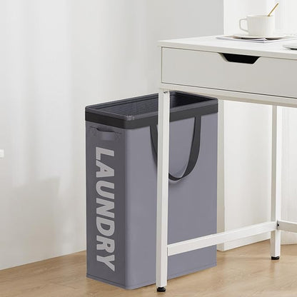 Slim Laundry Hamper with Removable Inner Bag and Side Handles, 45L Small