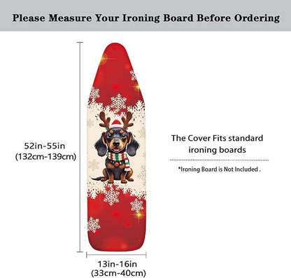 Christmas Theme Household Iron Board Covers Dachshund Snowflake Print Ironing