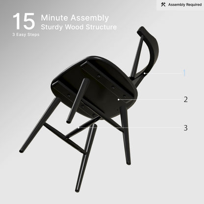Signature Design by Ashley Gretlynn Casual Solid Wood Armless Dining Chair, Set of 2, Black