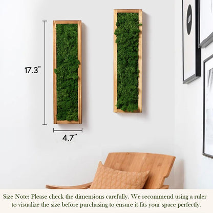 Mokof 2 Pack Moss Wall Art | 17.3-inch Vertical Wood Frame | Forest Green