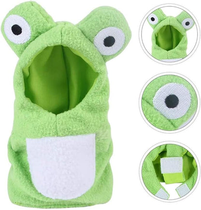Sun Conure Bird Diaper Flight Suit Frog Shape Hoodie Cosplay Photo Prop for Parrots African Greys Parakeet Cockatiel Reusable Adjustable Apparel (L)