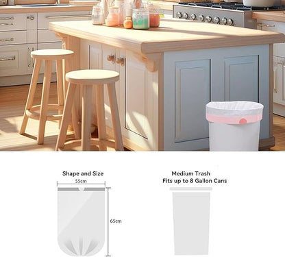 8 Gallon Trash Bags Drawstring, 8 gal Garbage Bags, 55x65cm Size